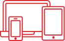 red icon of tablet phone and computer