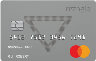 Triangle Mastercard sitting on top of phone that has the Triangle App open. 