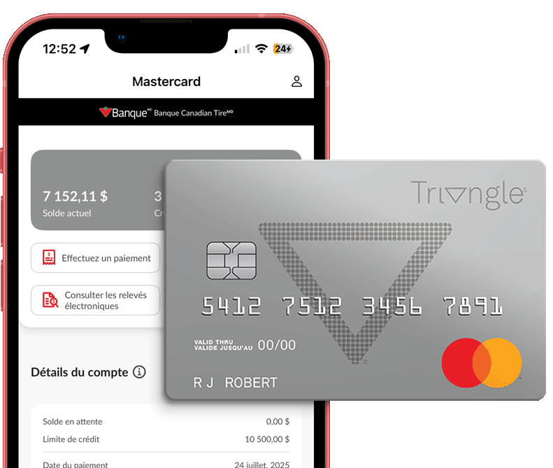 Triangle Mastercard in front of phone with the triangle app