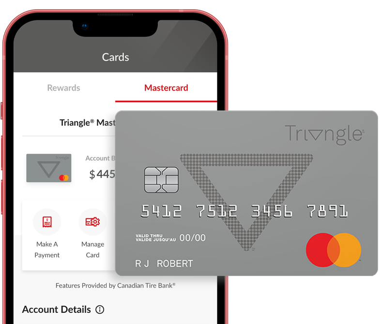 Triangle Mastercard in front of phone with the triangle app
